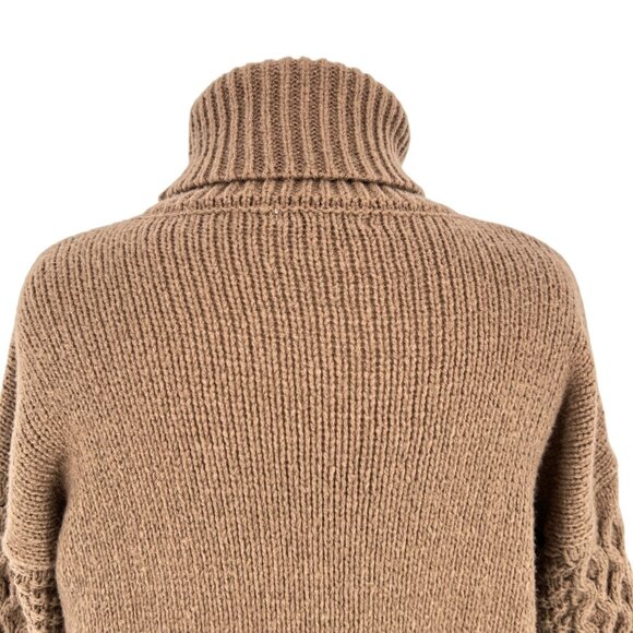 Woven Heart Chunky Cable Knit Turtleneck Sweater Brown Size Small - Picture 6 of 12